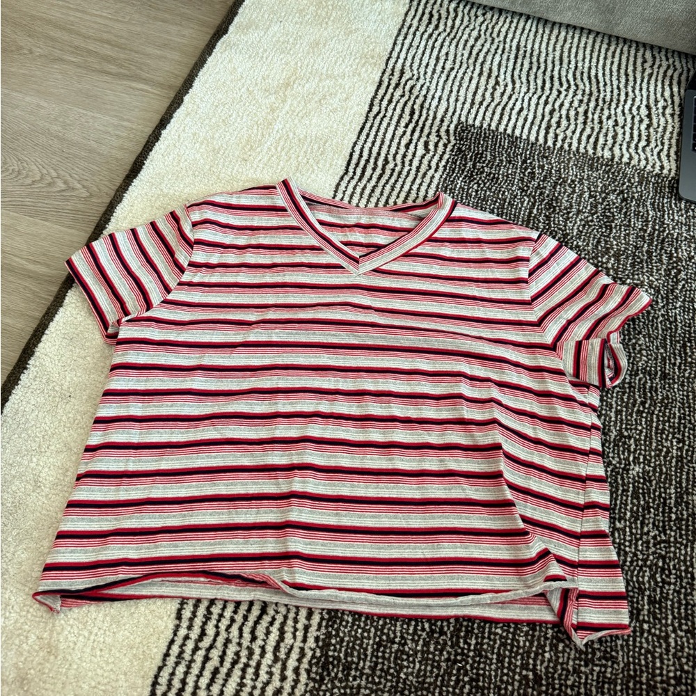 Lioness Red and White Striped Short Sleeve Tee